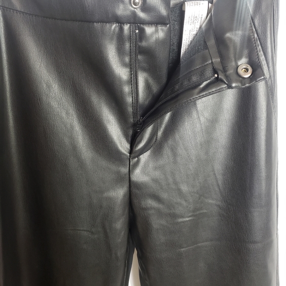 Zara, Black, Faux Leather Pants, Zipper on ankles, Unhemmed - Picture 9 of 9
